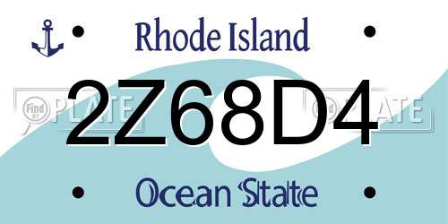 2Z68D4 Rhode Island License Plate