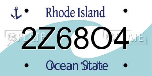 2Z68O4 Rhode Island License Plate