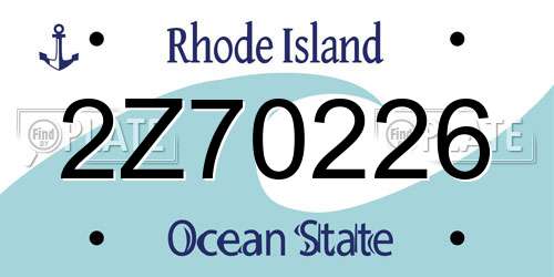 2Z70226 Rhode Island License Plate