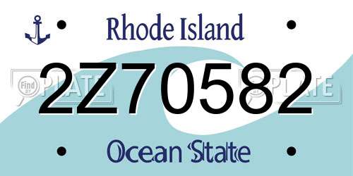 2Z70582 Rhode Island License Plate