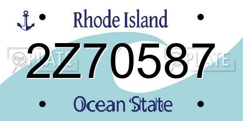 2Z70587 Rhode Island License Plate