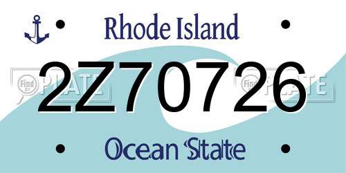 2Z70726 Rhode Island License Plate