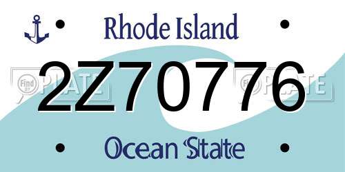 2Z70776 Rhode Island License Plate
