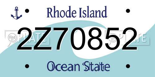 2Z70852 Rhode Island License Plate