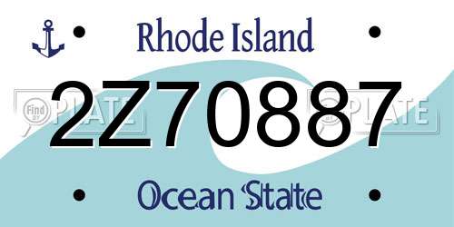 2Z70887 Rhode Island License Plate