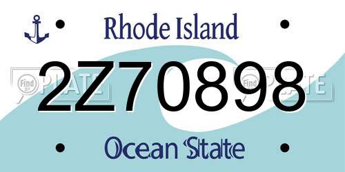 2Z70898 Rhode Island License Plate