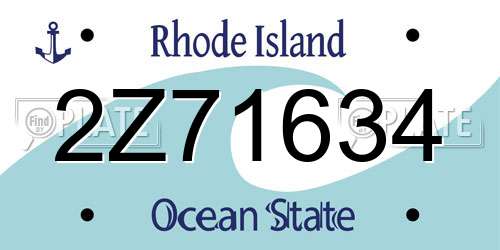 2Z71634 Rhode Island License Plate