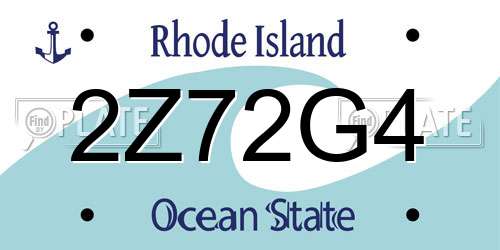 2Z72G4 Rhode Island License Plate