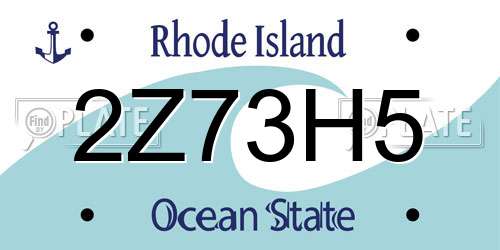 2Z73H5 Rhode Island License Plate