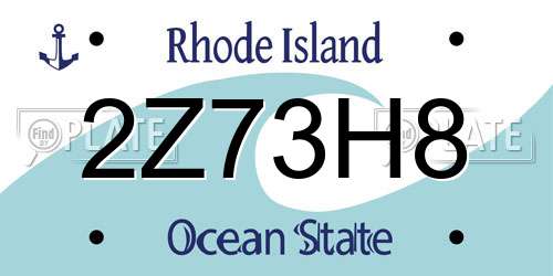 2Z73H8 Rhode Island License Plate