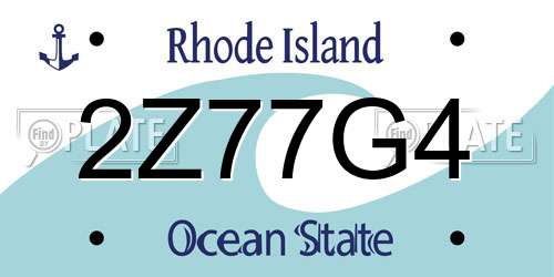 2Z77G4 Rhode Island License Plate