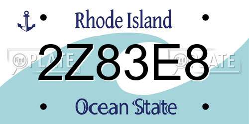 2Z83E8 Rhode Island License Plate