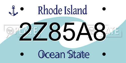 2Z85A8 Rhode Island License Plate