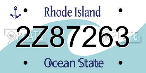 2Z87263 Rhode Island License Plate