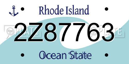 2Z87763 Rhode Island License Plate