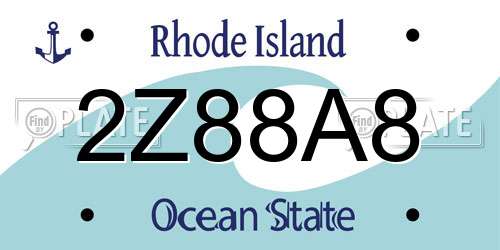 2Z88A8 Rhode Island License Plate