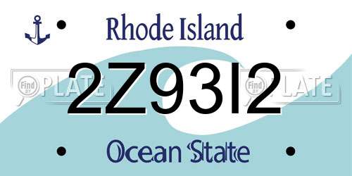 2Z93I2 Rhode Island License Plate