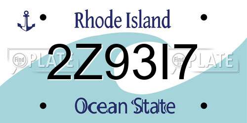 2Z93I7 Rhode Island License Plate