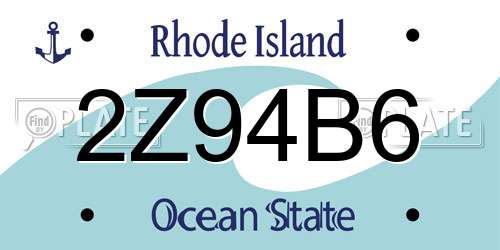 2Z94B6 Rhode Island License Plate