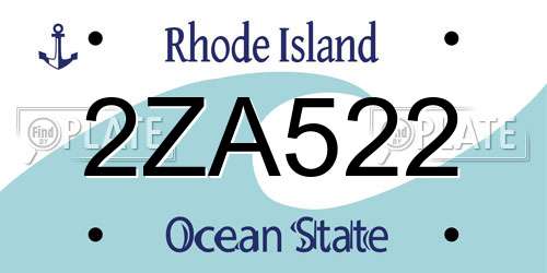 2ZA522 Rhode Island License Plate