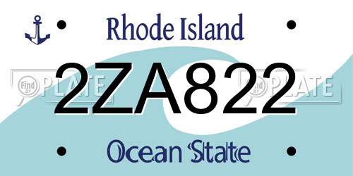 2ZA822 Rhode Island License Plate