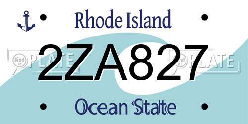 2ZA827 Rhode Island License Plate