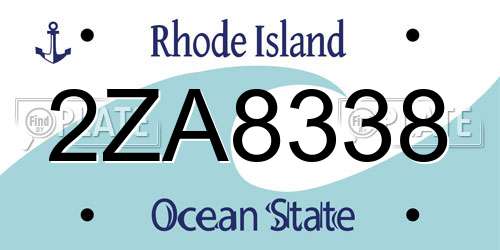 2ZA8338 Rhode Island License Plate