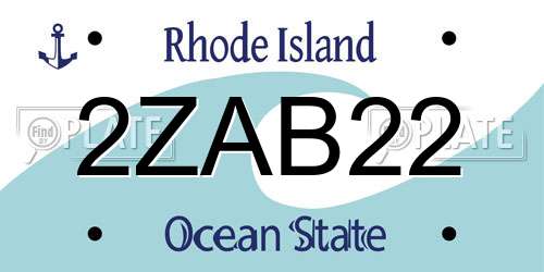2ZAB22 Rhode Island License Plate