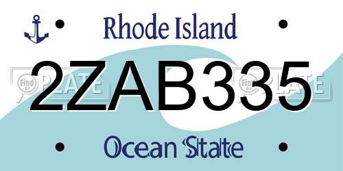 2ZAB335 Rhode Island License Plate