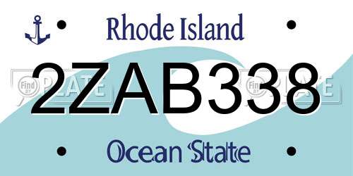 2ZAB338 Rhode Island License Plate