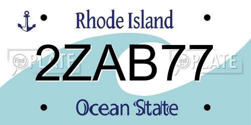 2ZAB77 Rhode Island License Plate