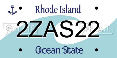 2ZAS22 Rhode Island License Plate