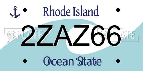 2ZAZ66 Rhode Island License Plate