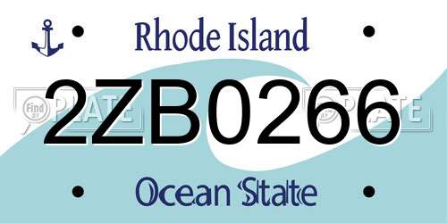 2ZB0266 Rhode Island License Plate