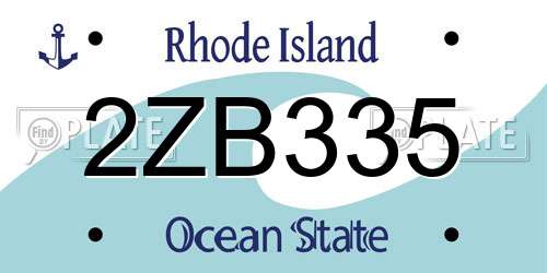 2ZB335 Rhode Island License Plate