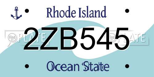 2ZB545 Rhode Island License Plate