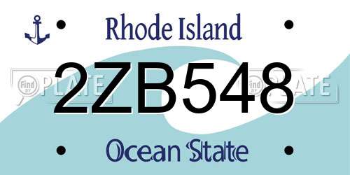 2ZB548 Rhode Island License Plate