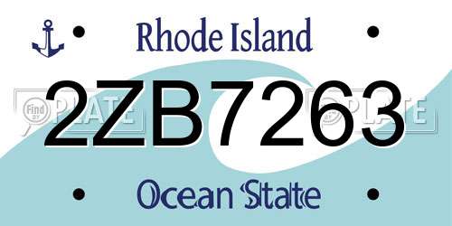 2ZB7263 Rhode Island License Plate