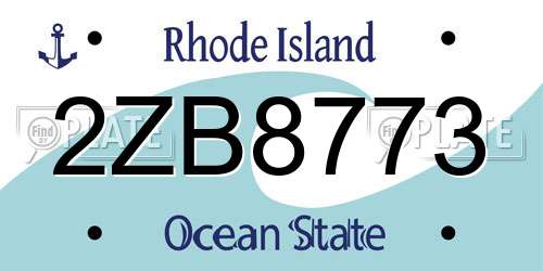 2ZB8773 Rhode Island License Plate