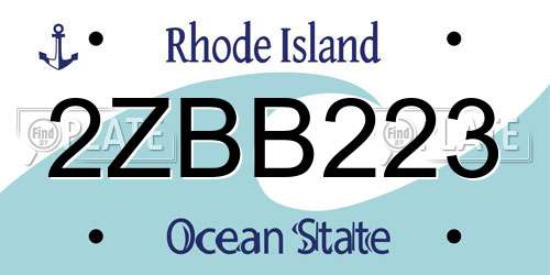 2ZBB223 Rhode Island License Plate