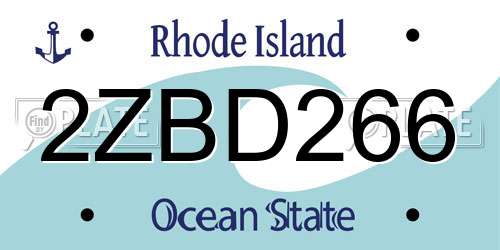 2ZBD266 Rhode Island License Plate