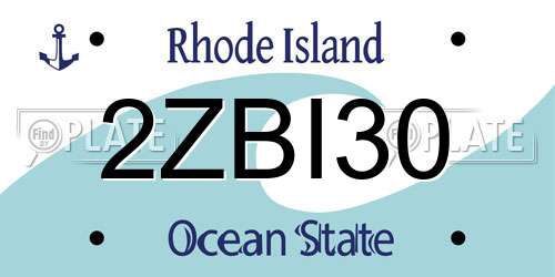 2ZBI30 Rhode Island License Plate