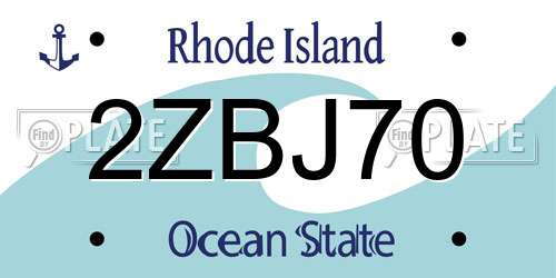 2ZBJ70 Rhode Island License Plate