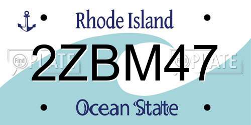 2ZBM47 Rhode Island License Plate