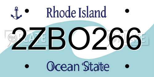 2ZBO266 Rhode Island License Plate