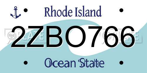 2ZBO766 Rhode Island License Plate