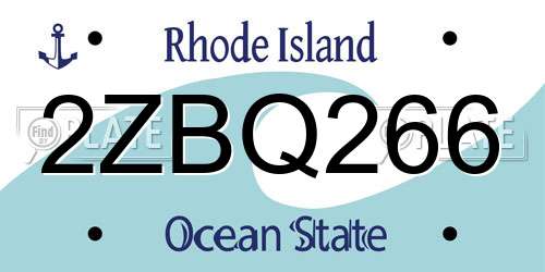 2ZBQ266 Rhode Island License Plate