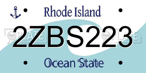 2ZBS223 Rhode Island License Plate
