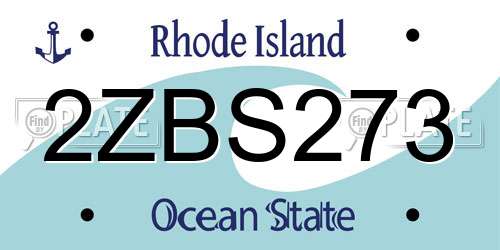 2ZBS273 Rhode Island License Plate