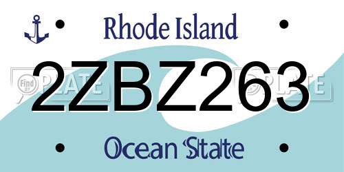 2ZBZ263 Rhode Island License Plate